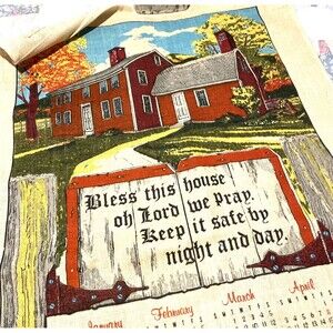 Vintage Farmhouse Calendar Rustic Homestead Barn 27x16” Vintage Linen